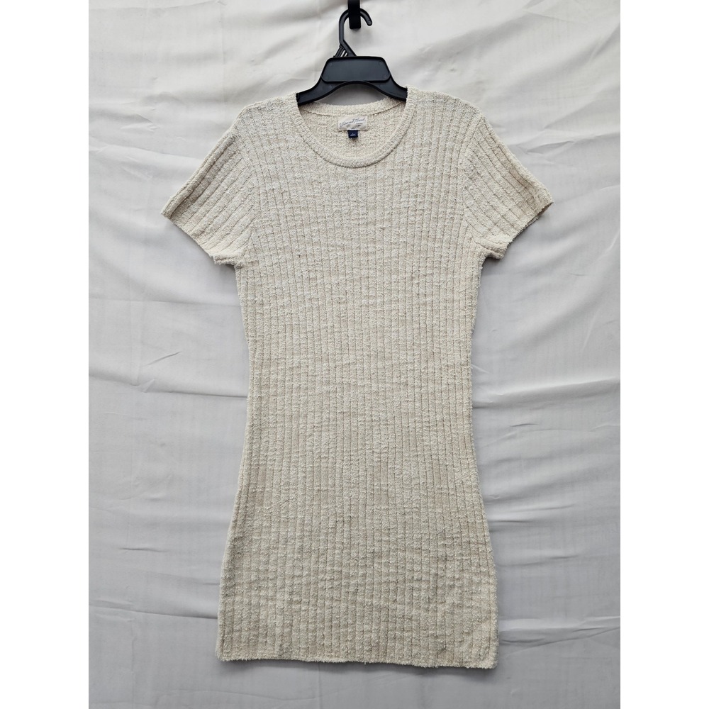 Universal Thread Womens Ribbed Mini Dress Cream Cotton Blend Casual Size Large